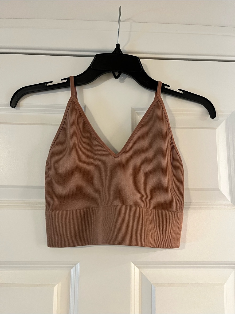 Bozzolo Mocha Nude Tan Ribbed Crop Tank Top small medium